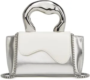 Small Silver Crossbody Satchel Y2K Evening Handbag for Women - Hobo Shoulder Tote Bag 2025