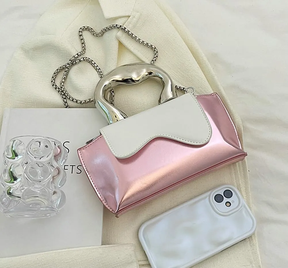 Small Silver Crossbody Satchel Y2K Evening Handbag for Women - Hobo Shoulder Tote Bag 2025