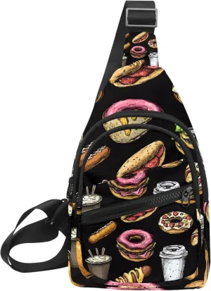 Small Sling Backpack Crossbody Sling Bag, Chest Bag Daypack, tasty fast food (1)