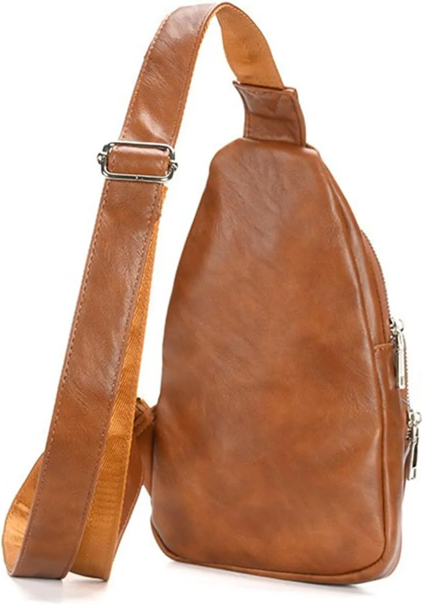 Small Sling Bag for Women Crossbody Leather Crossbody Fanny Packs Chest Bag for Women Travel Gifts (brown)