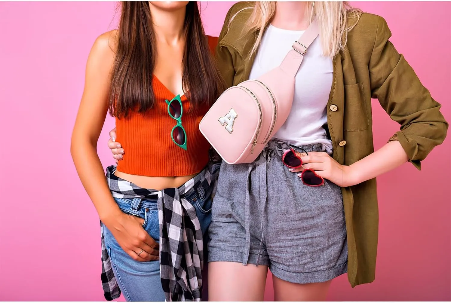 Small Sling Bag for Women,Initial Fanny Pack,Cute Travel Crossbody Bag,Personalized Purse Belt Bags A