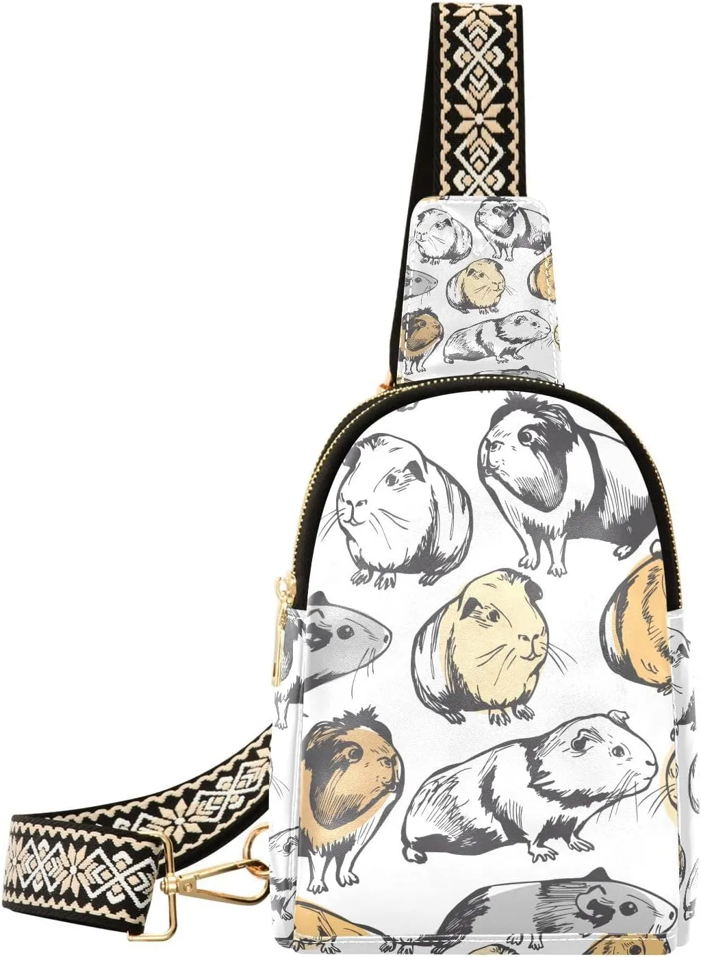 Small Sling Bag Guinea Pigs Animals Crossbody Bag PU Leather Sling Purse for Women