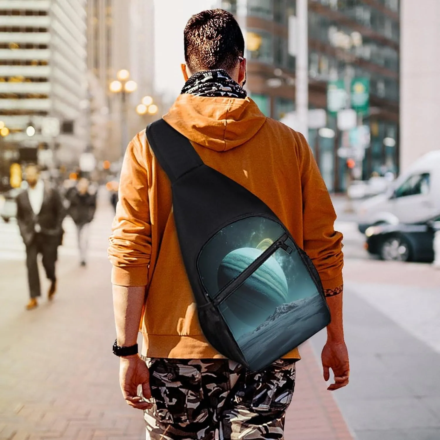 Small Sling Chest Bag Crossbody Bag for Men Women,Uranus Lightweight Gym Daypack for Travel Cycling Hiking