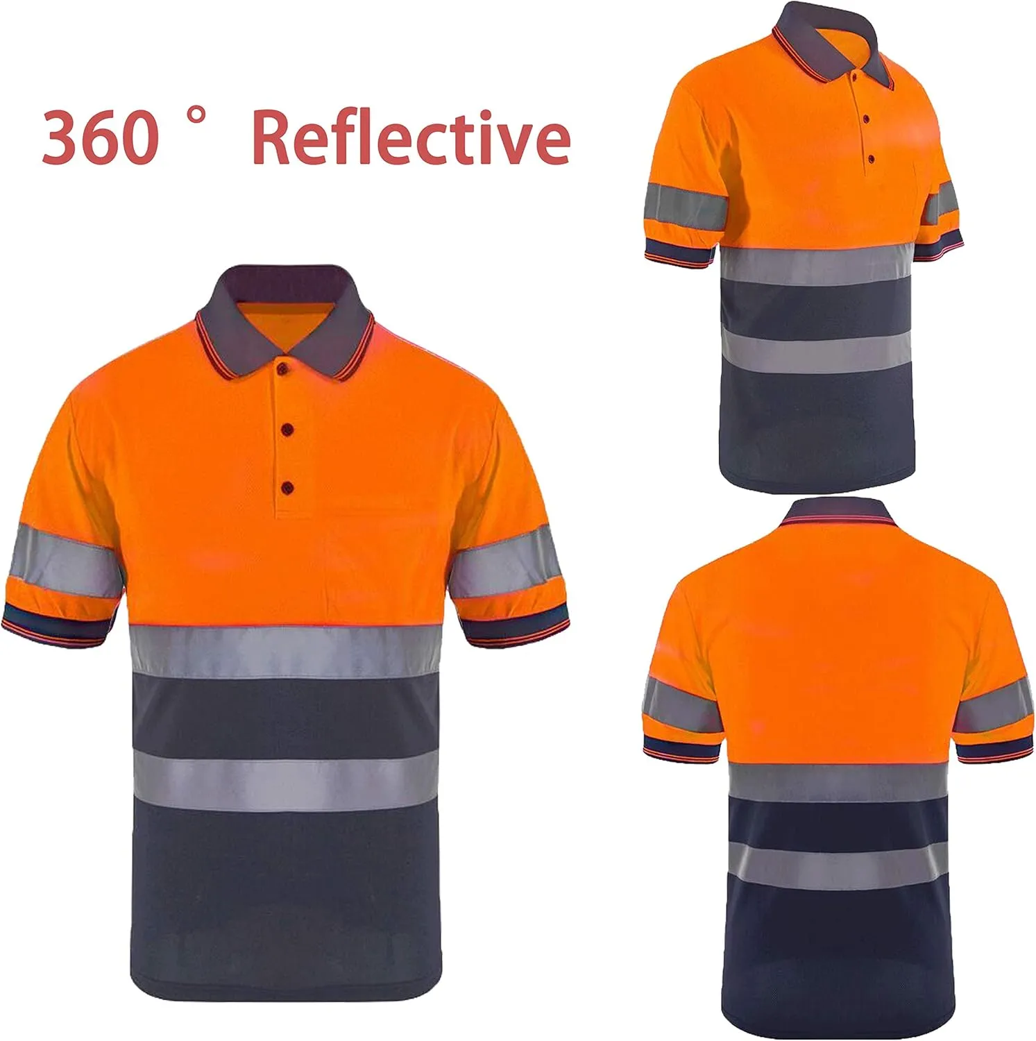 SMASYS Safety Polo Shirt- Reflective Construction Hi-viz Work Wear t Shirts with Pockets for Women and Men