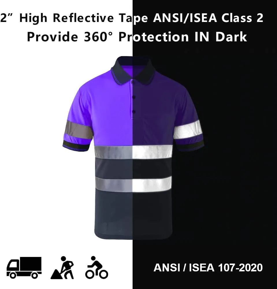 SMASYS Safety Polo Shirt- Reflective Construction Hi-viz Work Wear t Shirts with Pockets for Women and Men