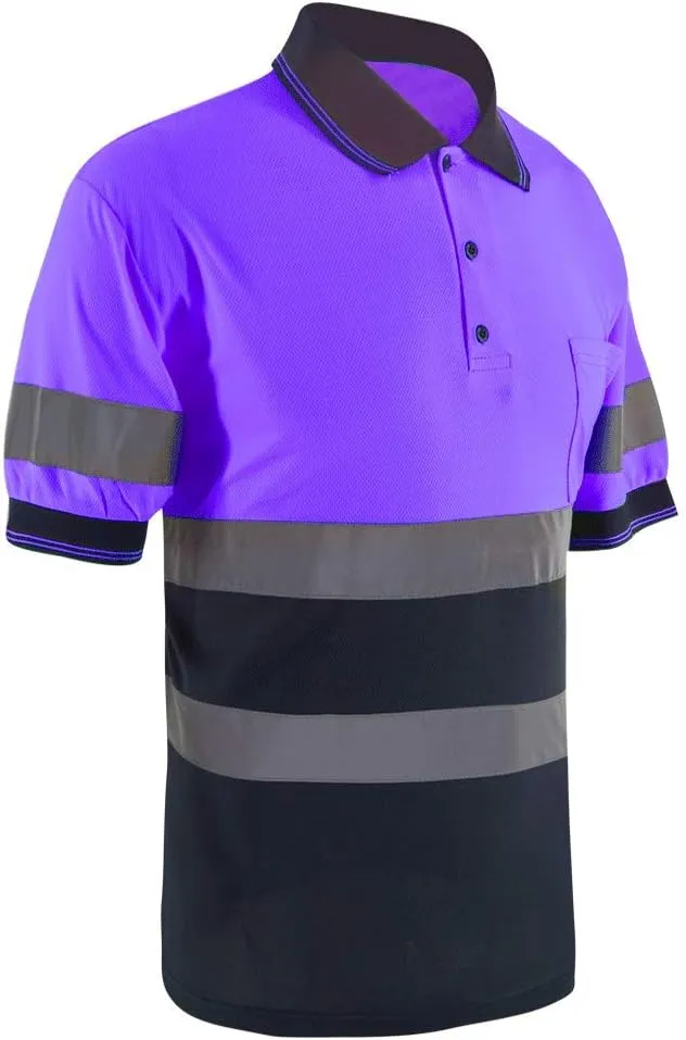 SMASYS Safety Polo Shirt- Reflective Construction Hi-viz Work Wear t Shirts with Pockets for Women and Men