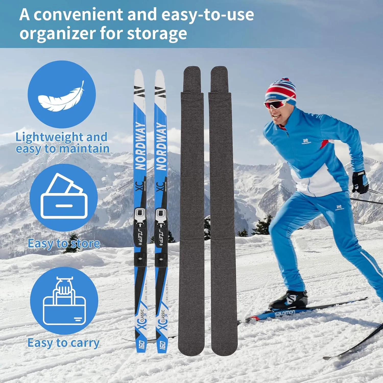 Snow Skis Protection Fabric Soft Sleeve Cover,Snowboard Protection Soft Cover Sleeve with Binding Open,Snowboard Bag for Travel,Gift for snowboarders,Suitable for 160 to 185 Snowboards