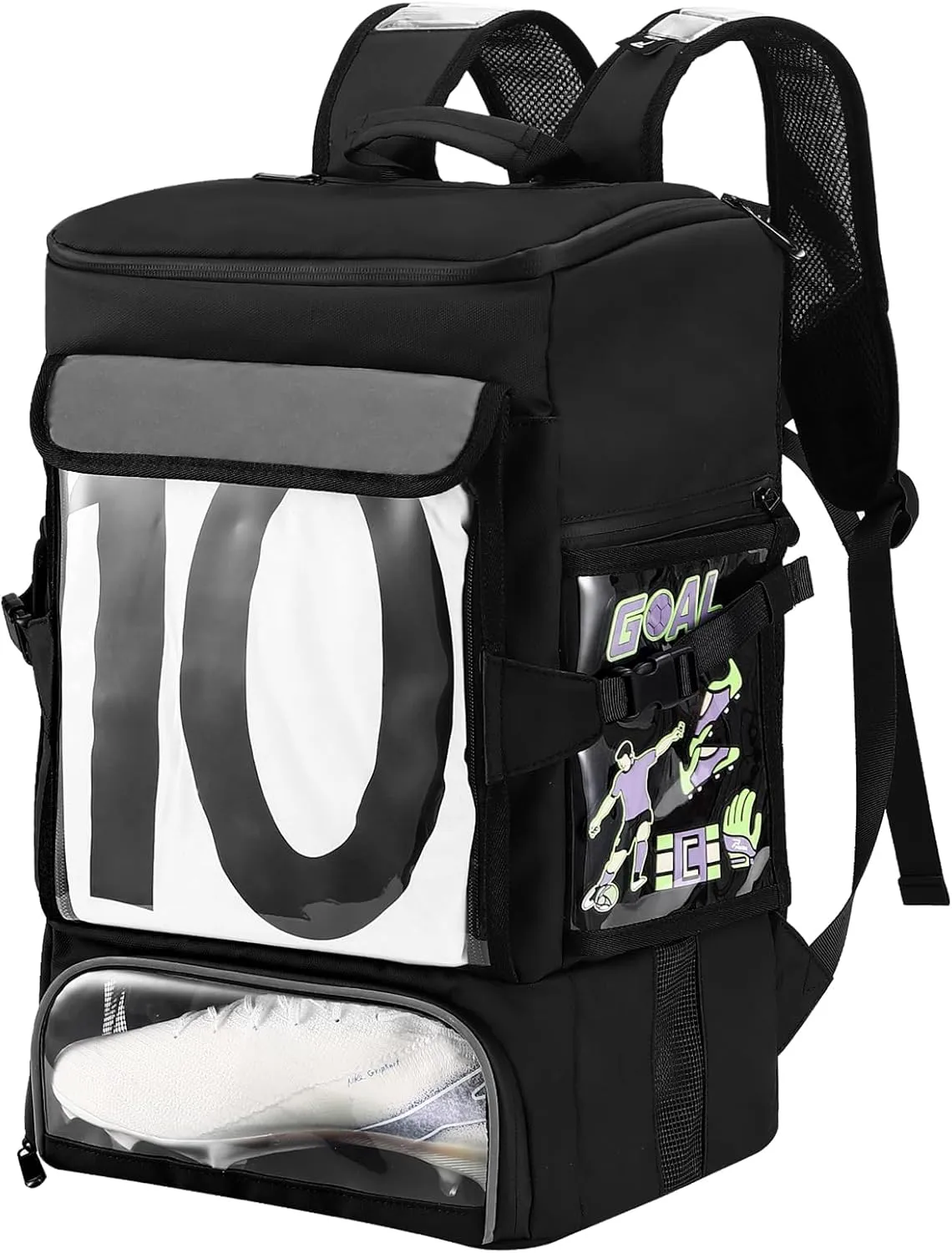 Soccer Backpack, Soccer Bags for Boys All-in-One Design with Separate Cleat, Jersey, Ball, and Laptop Compartments, Gifts for Boys