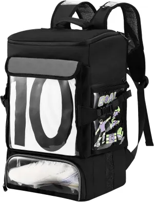 Soccer Backpack, Soccer Bags for Boys All-in-One Design with Separate Cleat, Jersey, Ball, and Laptop Compartments, Gifts for Boys
