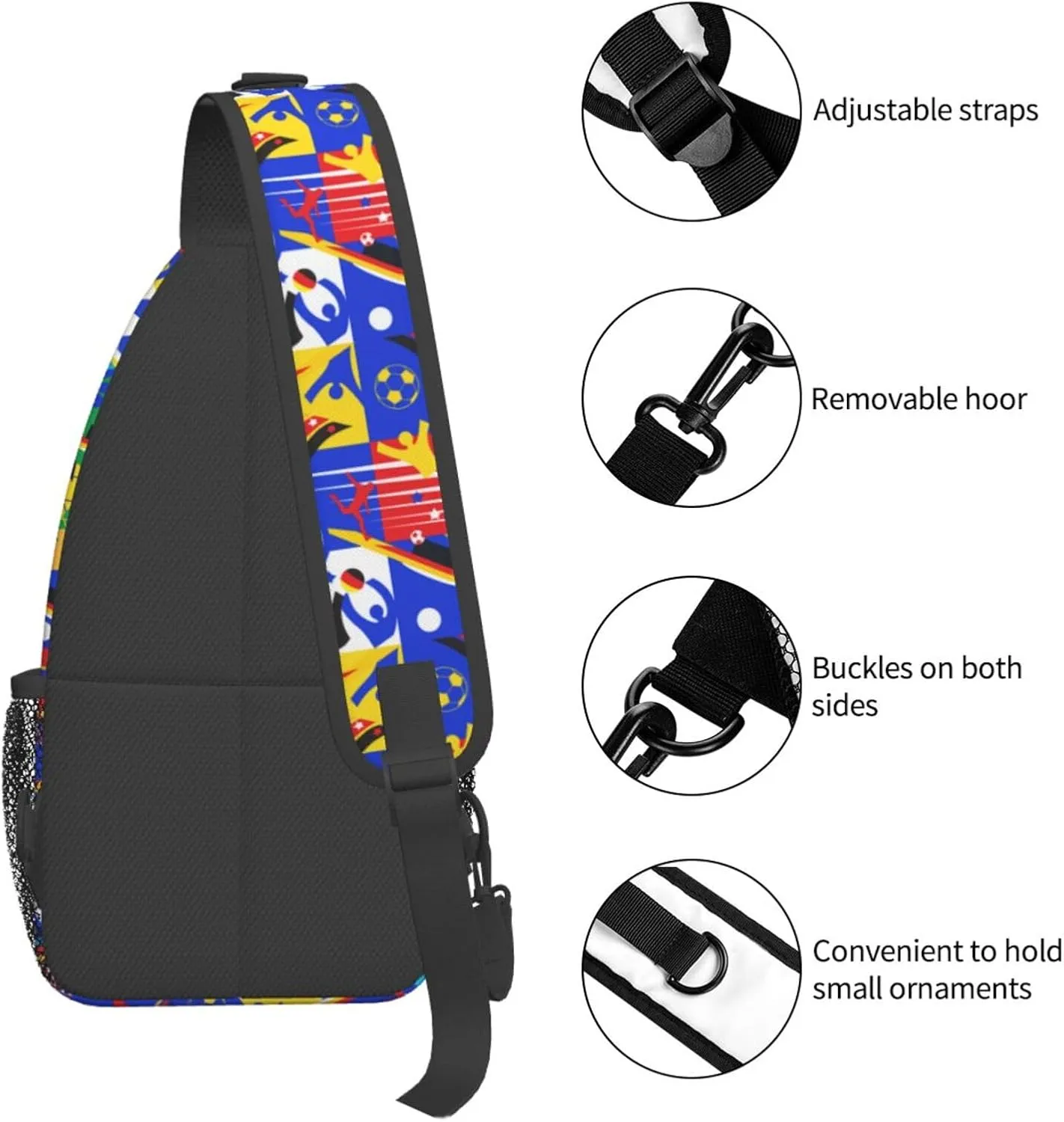 Soccer European Championship League Summer Games Chest Sling Bag Crossbody Shoulder Backpack Bag Gym Cycling Daypack Travel Hiking Cross Bag