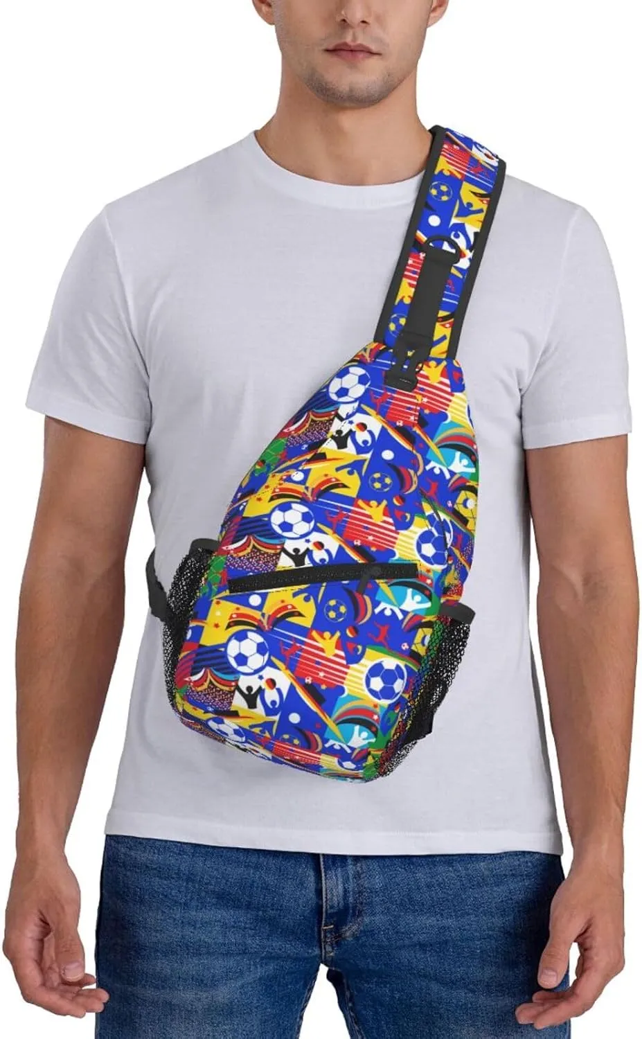 Soccer European Championship League Summer Games Chest Sling Bag Crossbody Shoulder Backpack Bag Gym Cycling Daypack Travel Hiking Cross Bag