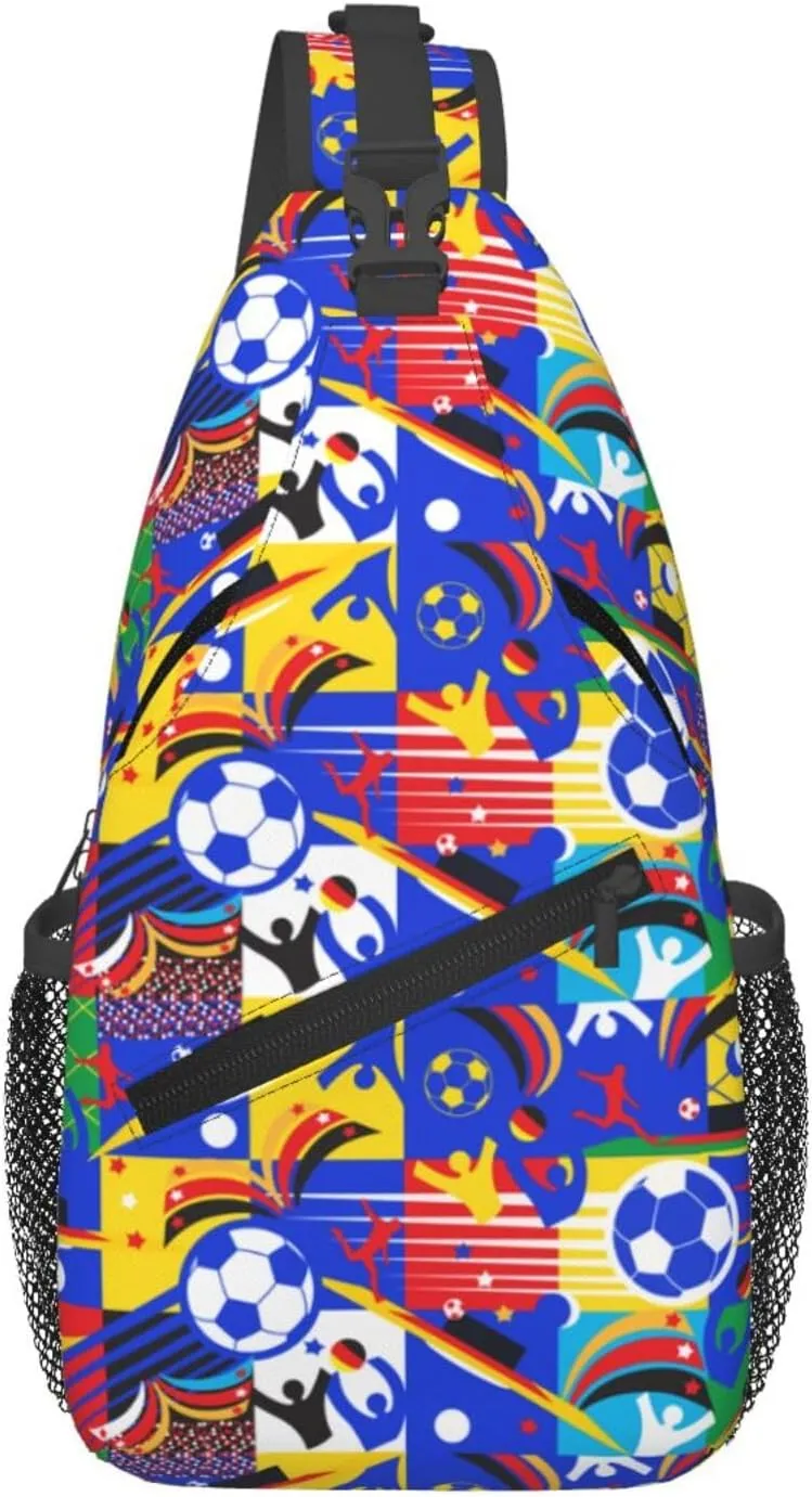 Soccer European Championship League Summer Games Chest Sling Bag Crossbody Shoulder Backpack Bag Gym Cycling Daypack Travel Hiking Cross Bag