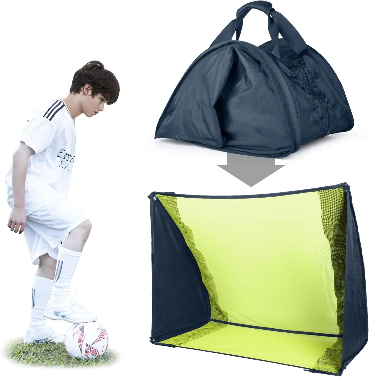 Soccer Goal Net, Deformable & Pop Up Design Handbag Transforms into a Soccer Goal Portable Practice Soccer Training Nets for Backyard Park Outdoor
