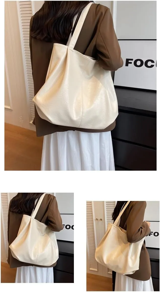 Soft Leather Hobo Bags for Women Vintage Slouchy Tote Bag Hobo Purses and Handbags Large Capacity Shoulder Bag