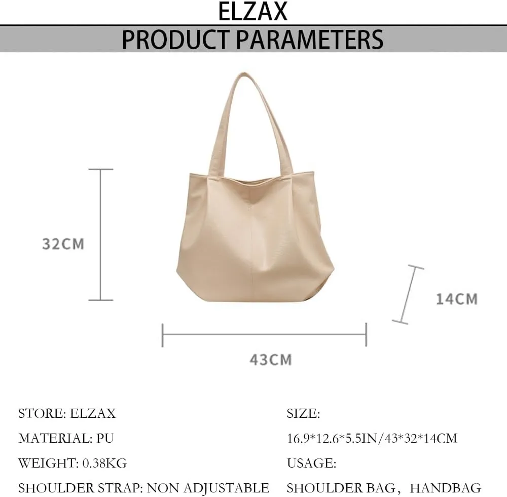 Soft Leather Hobo Bags for Women Vintage Slouchy Tote Bag Hobo Purses and Handbags Large Capacity Shoulder Bag