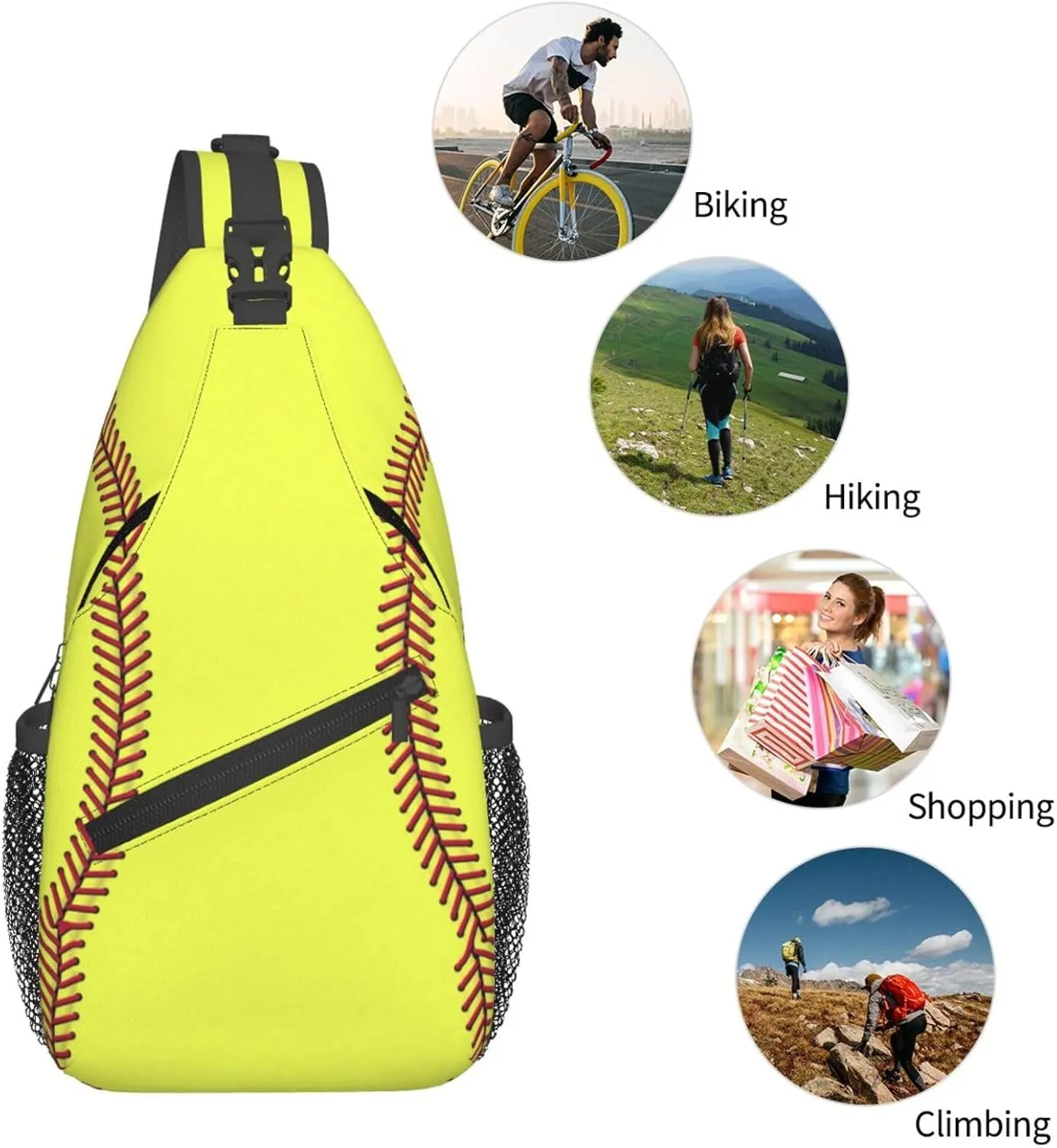 Softball Sling Backpack - Crossbody Shoulder Bag for Men & Women