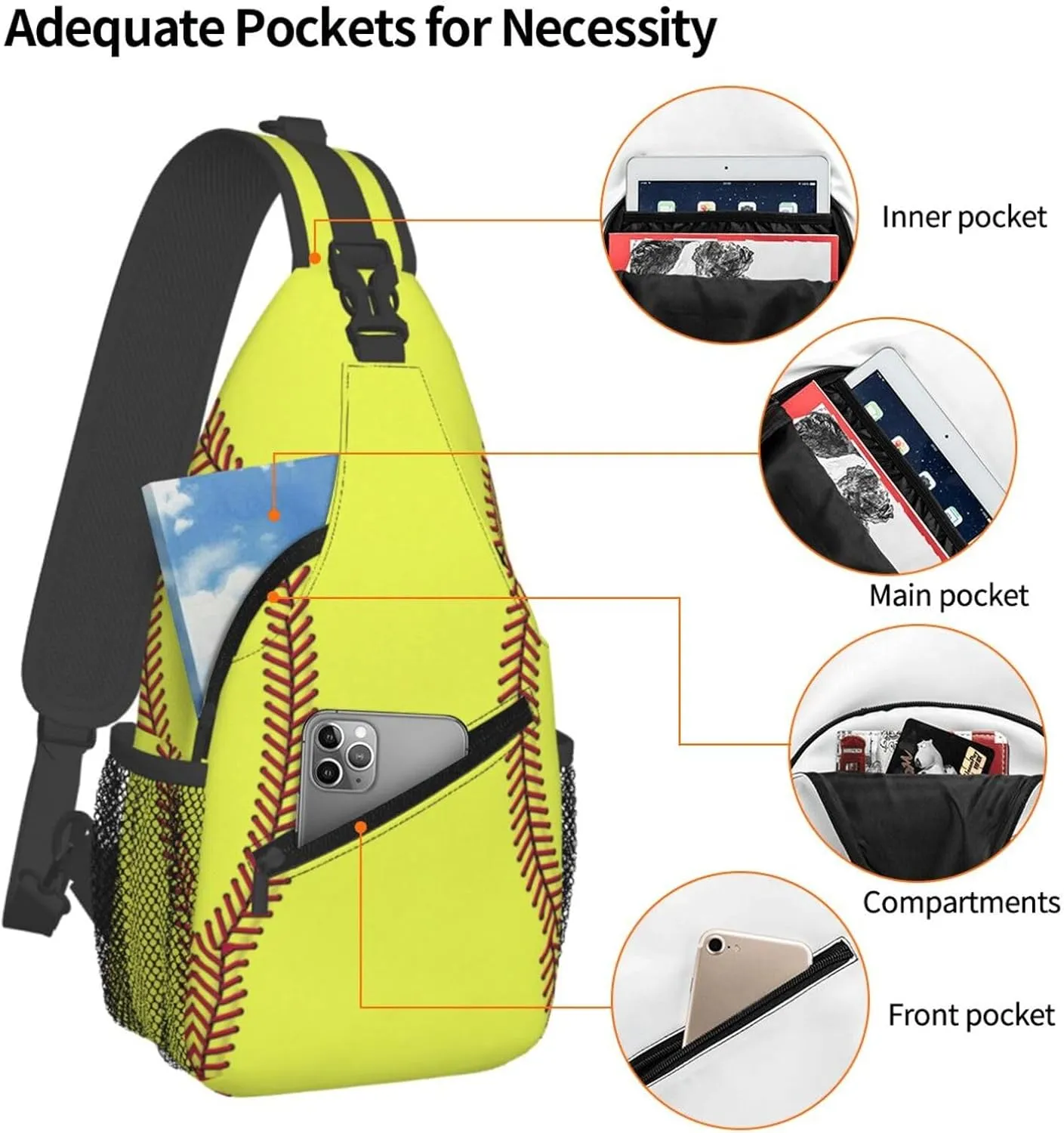 Softball Sling Backpack - Crossbody Shoulder Bag for Men & Women