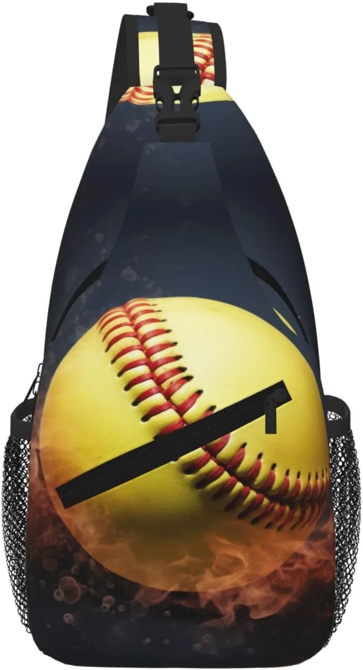 Softball Sling Bag For Women Men Travel Hiking Backpack Crossbody Shoulder Chest Bags Casual Daypack