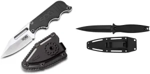 SOG Small Fixed Blade Knife (NB1012-CP) , Black & Kershaw Secret Agent (4007); Concealable Boot Knife , 3 OZ