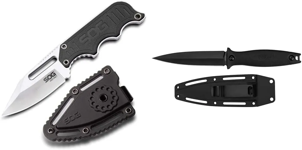 SOG Small Fixed Blade Knife (NB1012-CP) , Black & Kershaw Secret Agent (4007); Concealable Boot Knife , 3 OZ