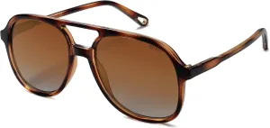 SOJOS Retro Polarized Aviator Sunglasses for Women Men Classic 70s Vintage Trendy Square Aviators SJ2174