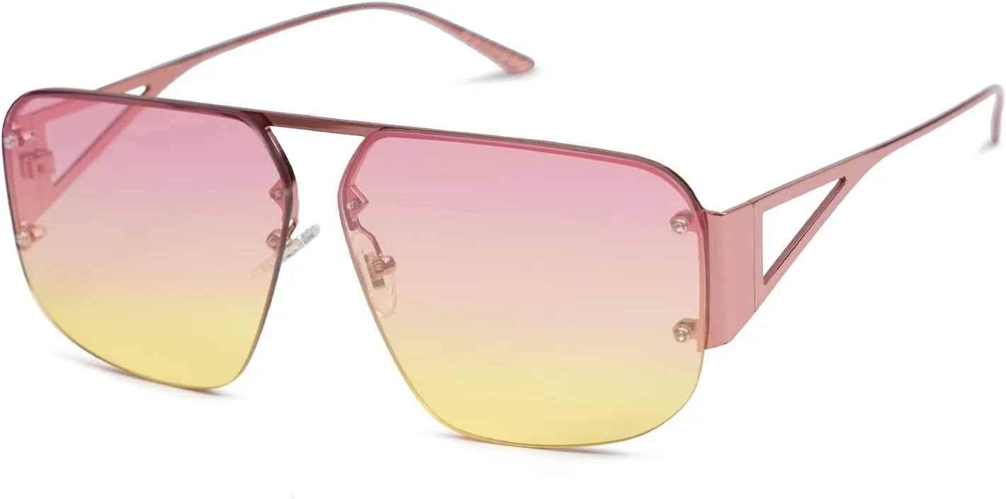 SOJOS Trendy Aviator Sunglasses Mens Womens Retro Metal Rimless Frame Shades Lentes De Sol Para Mujer SJ1192