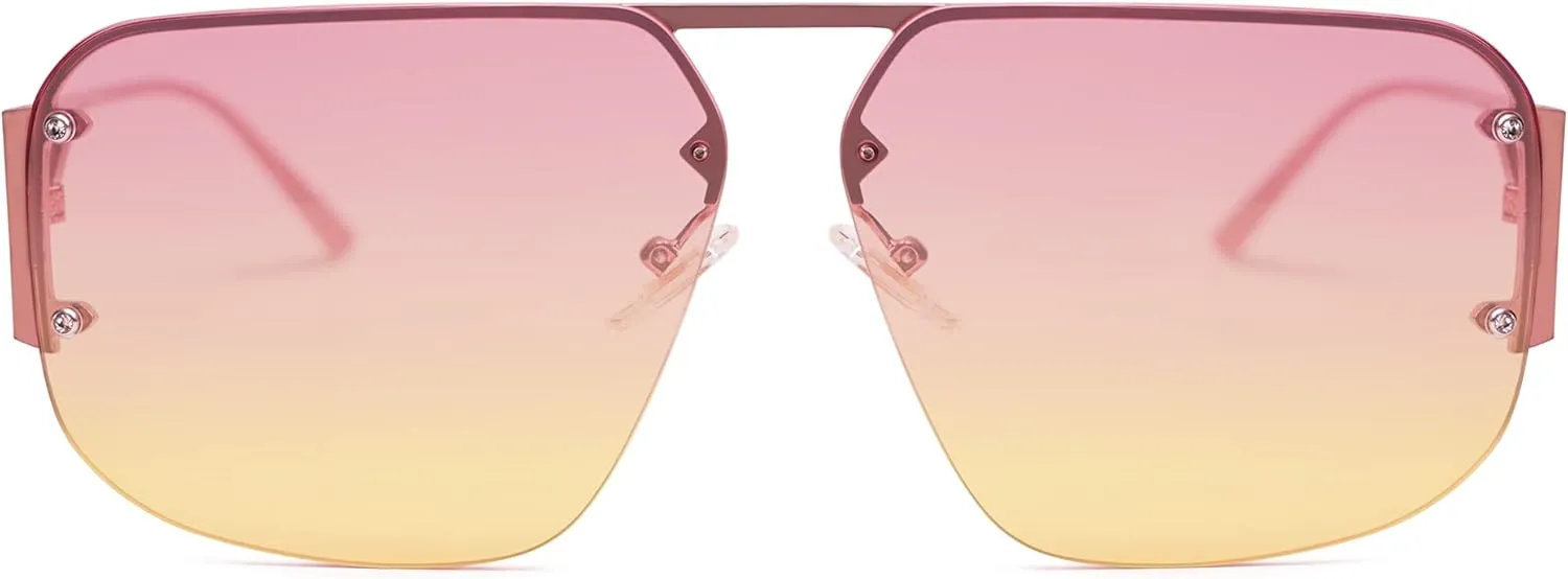 SOJOS Trendy Aviator Sunglasses Mens Womens Retro Metal Rimless Frame Shades Lentes De Sol Para Mujer SJ1192