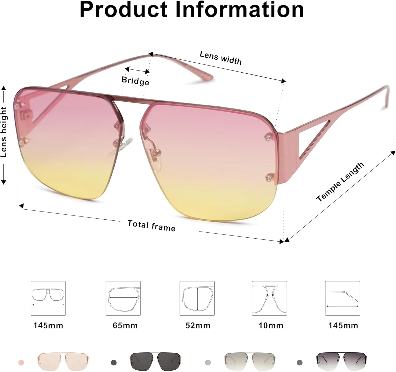 SOJOS Trendy Aviator Sunglasses Mens Womens Retro Metal Rimless Frame Shades Lentes De Sol Para Mujer SJ1192