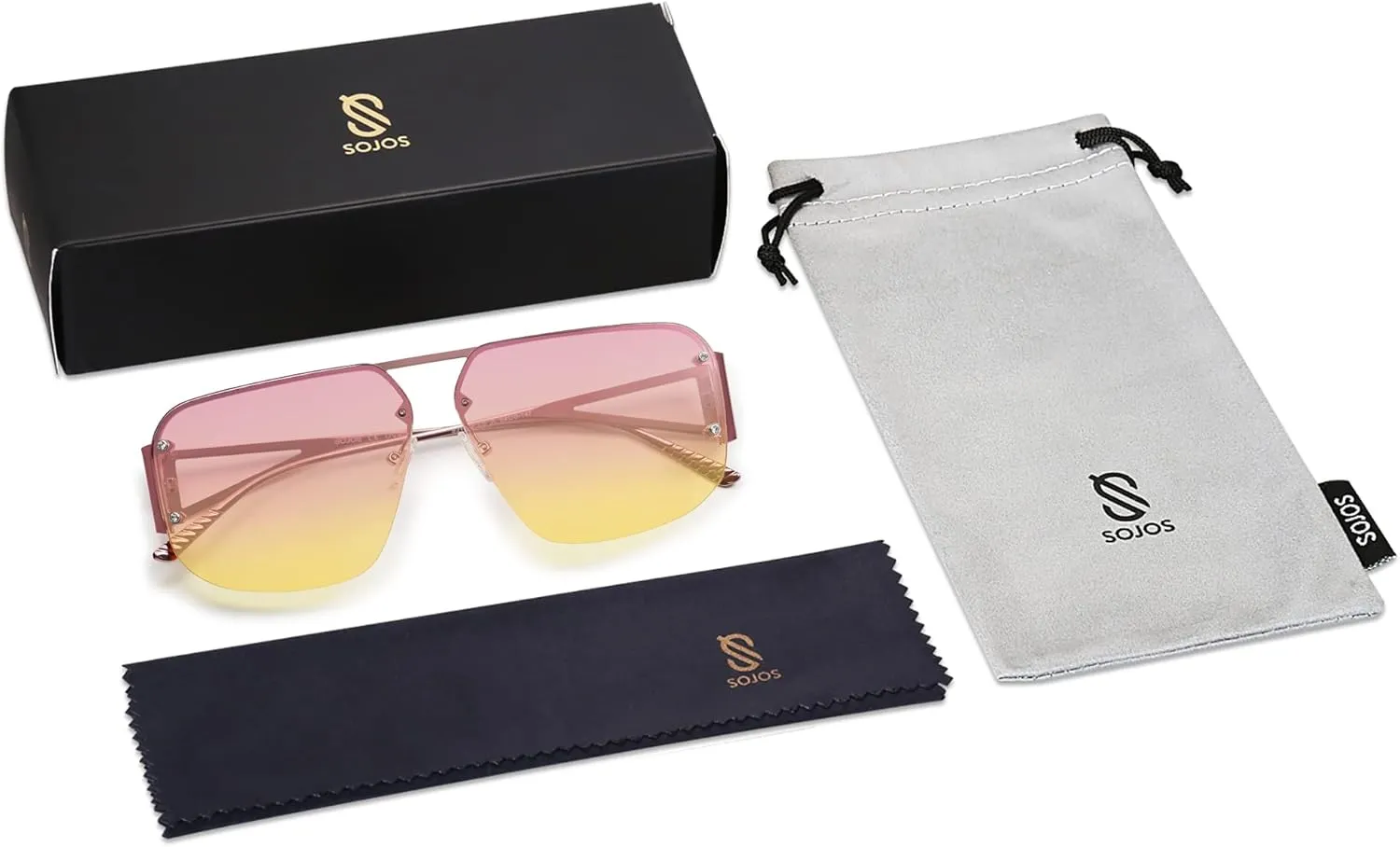 SOJOS Trendy Aviator Sunglasses Mens Womens Retro Metal Rimless Frame Shades Lentes De Sol Para Mujer SJ1192