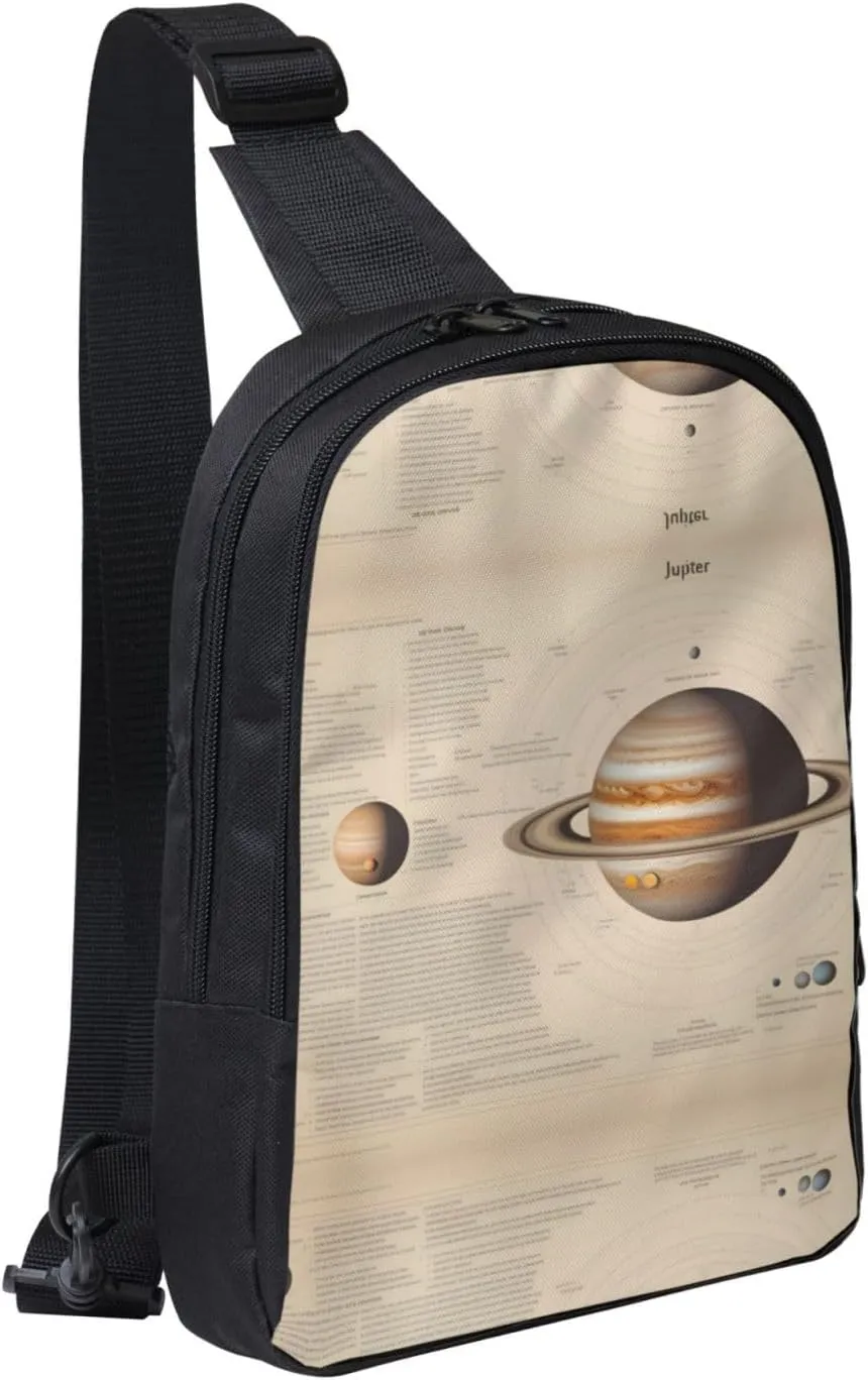 Solar System Jupiter Adjustable Strap Lightweight Chest Bag Dual Pocket Sling Bag Waterproof Sling Backpack Lightweight Crossbody Sling