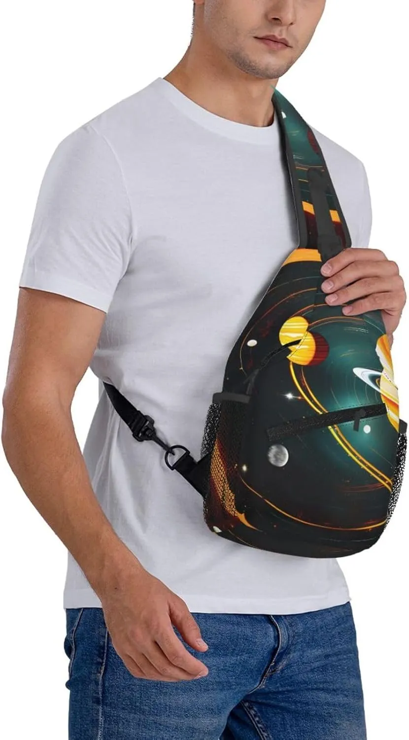 Solar System Jupiter Saturn Print Lightweight Sling Small Shoulder Bag - Chic Cross Chest Bag With Adjustable Strap