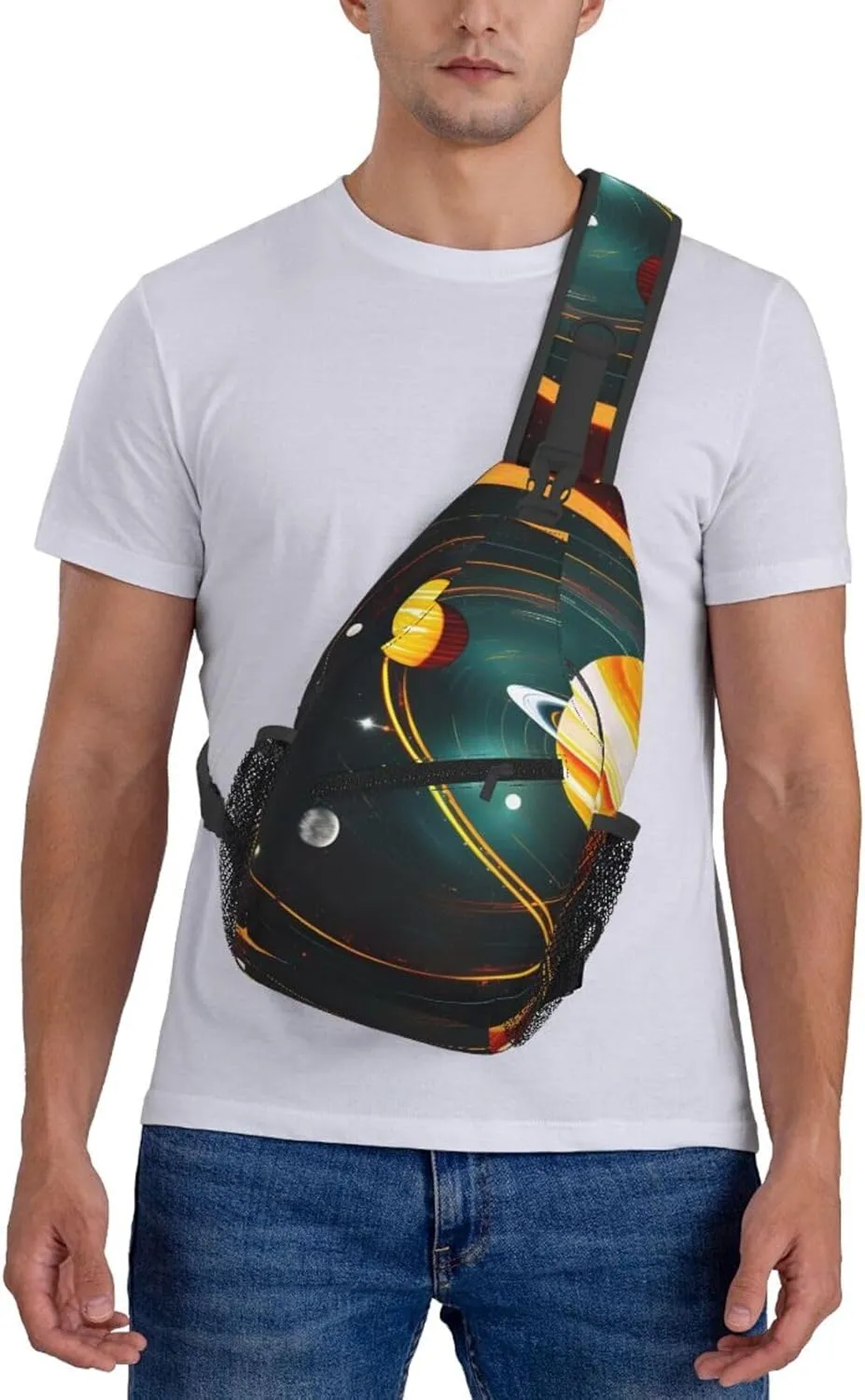 Solar System Jupiter Saturn Print Lightweight Sling Small Shoulder Bag - Chic Cross Chest Bag With Adjustable Strap