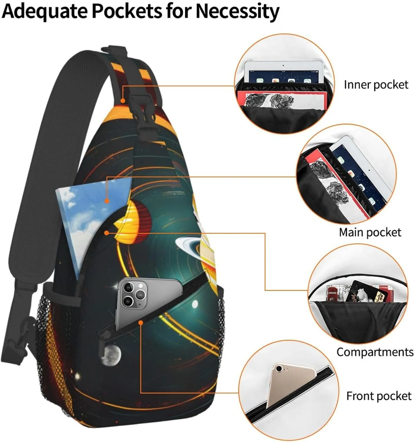 Solar System Jupiter Saturn Print Lightweight Sling Small Shoulder Bag - Chic Cross Chest Bag With Adjustable Strap