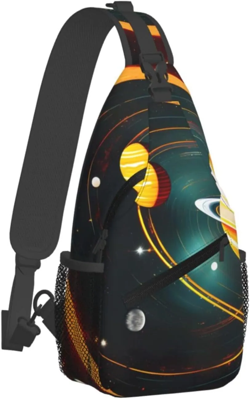 Solar System Jupiter Saturn Print Lightweight Sling Small Shoulder Bag - Chic Cross Chest Bag With Adjustable Strap