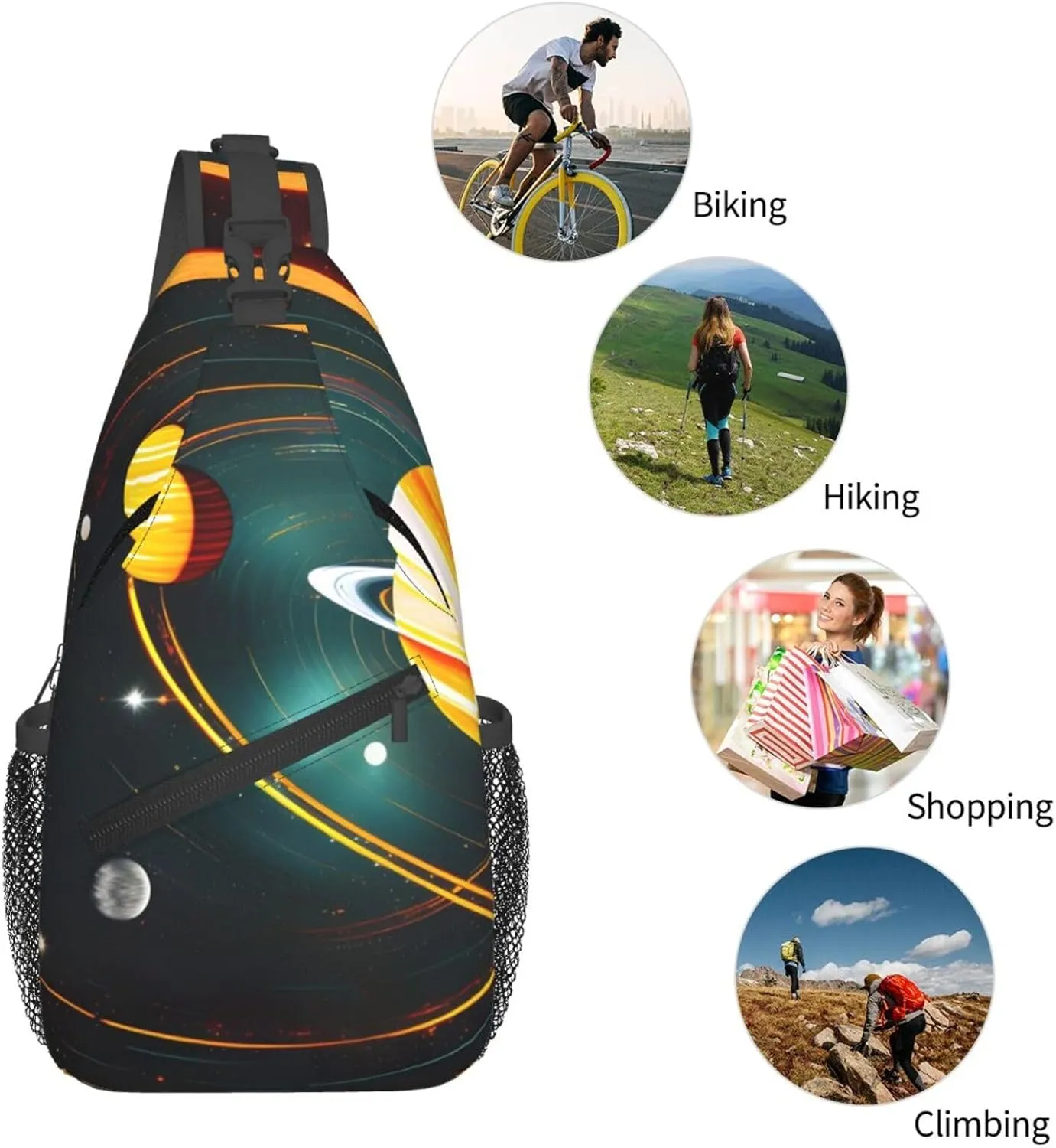 Solar System Jupiter Saturn Print Lightweight Sling Small Shoulder Bag - Chic Cross Chest Bag With Adjustable Strap