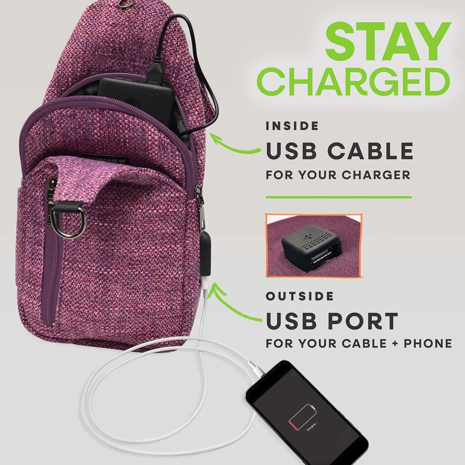 Sonoma Antitheft Daypack Crossbody Sling Backpack, USB Charging, Lightweight Day Pack for Travel, Hiking, Everyday, Regular Blue Botanical