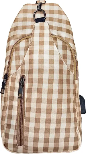 Sonoma Antitheft Daypack Crossbody Sling Backpack, USB Charging, Lightweight Day Pack for Travel, Hiking, Everyday, Regular Lemon Yellow Gingham