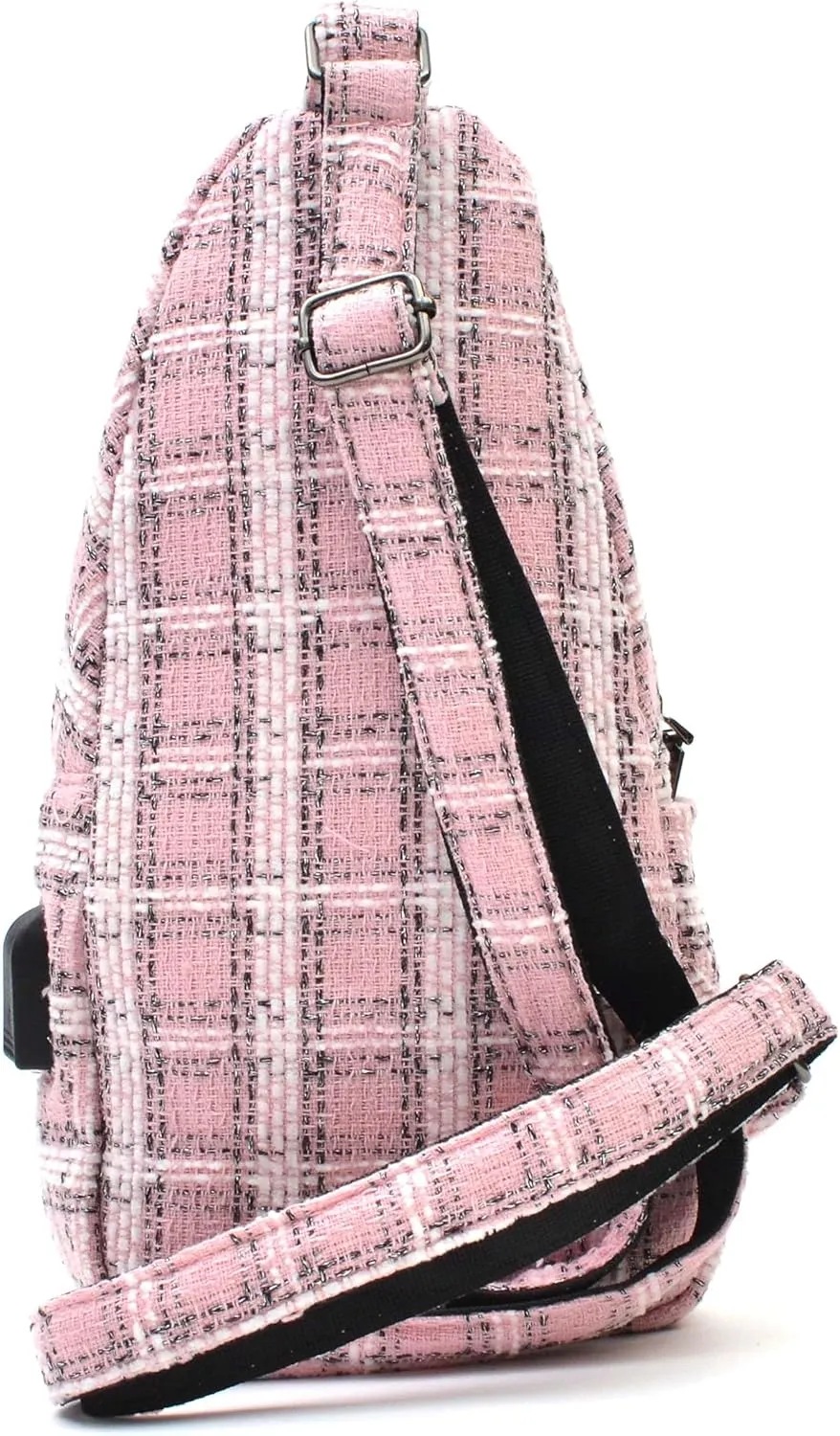 Sonoma Antitheft Daypack Crossbody Sling Backpack, USB Charging, Lightweight Day Pack for Travel, Hiking, Everyday, Regular Pink/Sliver Tweed