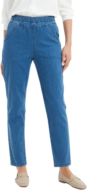 Soojun Women's Elastic Waist Jeans Stretch Pull On Pants
