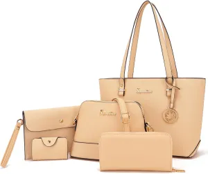 Soperwillton Handbag for Women Wallet Tote Bag Shoulder Bags Top Handle Satchel 5pcs Purse Set