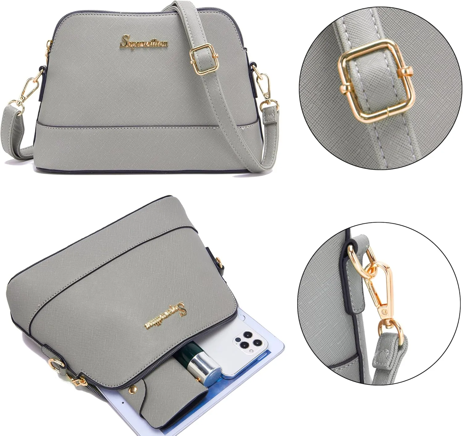 Soperwillton Handbag for Women Wallet Tote Bag Shoulder Bags Top Handle Satchel 5pcs Purse Set