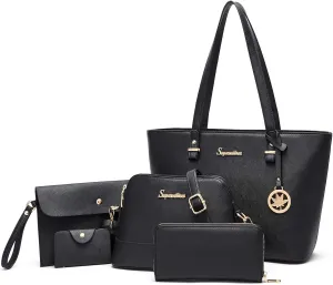 Soperwillton Handbag for Women Wallet Tote Bag Shoulder Bags Top Handle Satchel 5pcs Purse Set
