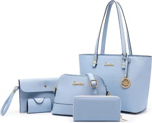 Soperwillton Handbag for Women Wallet Tote Bag Shoulder Bags Top Handle Satchel 5pcs Purse Set