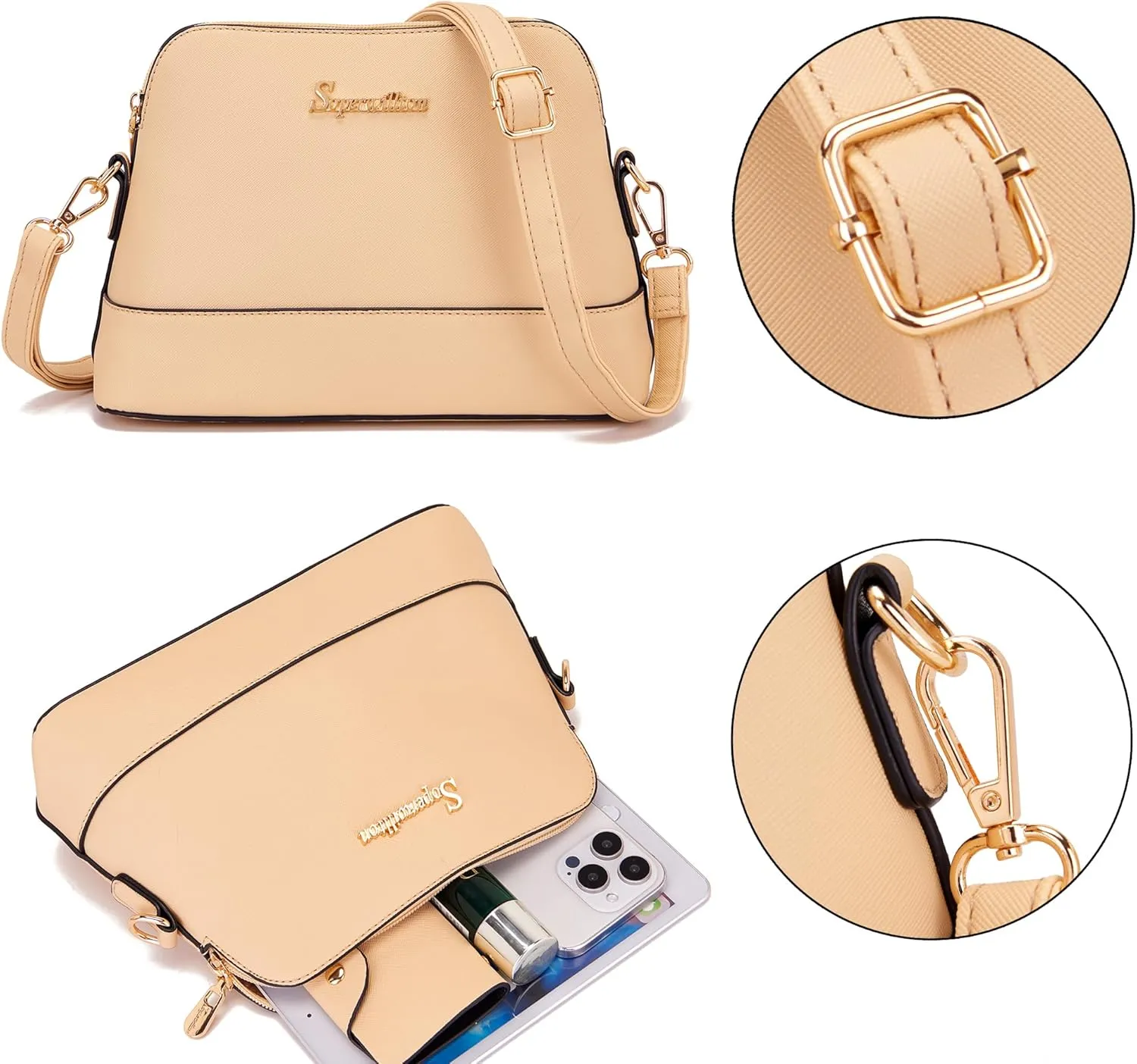 Soperwillton Handbag for Women Wallet Tote Bag Shoulder Bags Top Handle Satchel 5pcs Purse Set