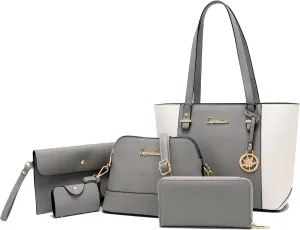 Soperwillton Handbag for Women Wallet Tote Bag Shoulder Bags Top Handle Satchel 5pcs Purse Set