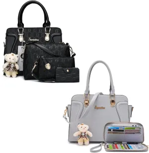 Soperwillton Women's Fashion Handbags Tote Bags Shoulder Bag Top Handle Satchel Purse Set