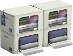 Sorbus Jumbo Storage Bins with Metal Frame - Oxford Fabric Storage Containers with Large Clear Window & Carry Handles - Stackable & Foldable Clothes Organizer Bags for Bedding Linen, Clothing & More