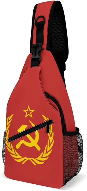 Soviet Union CCCP USSR Emblem Red Casual Sling Bag Backpack Travel Shoulder Chest Crossbody Bags Adjustable Daypack Unisex