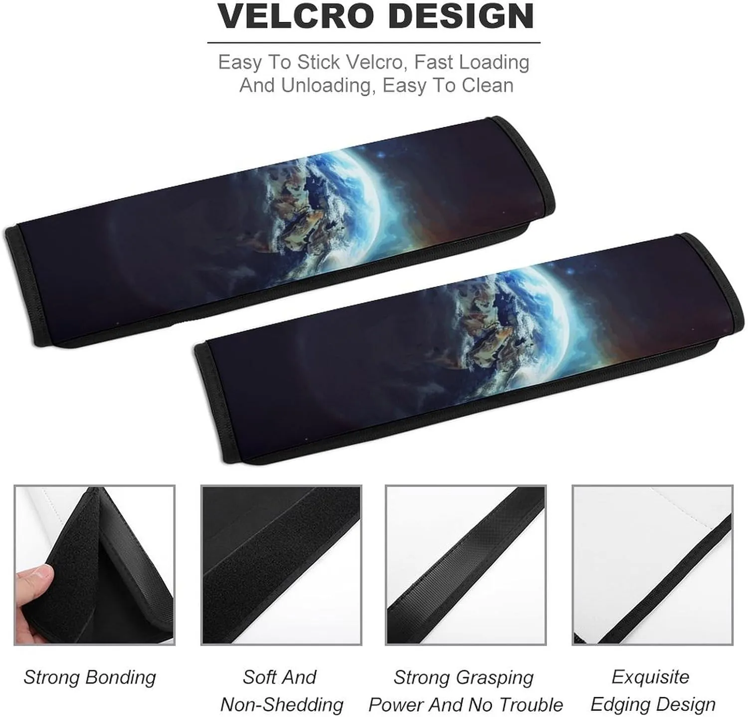 Space Planet Earth Auto Seat Belt Cover 2PCS Universal Car Seat Belt Shoulder Protector Pad, Protect Your Shoulders and Neck for Car Seat Belt, Shoulder Bag, Backpack