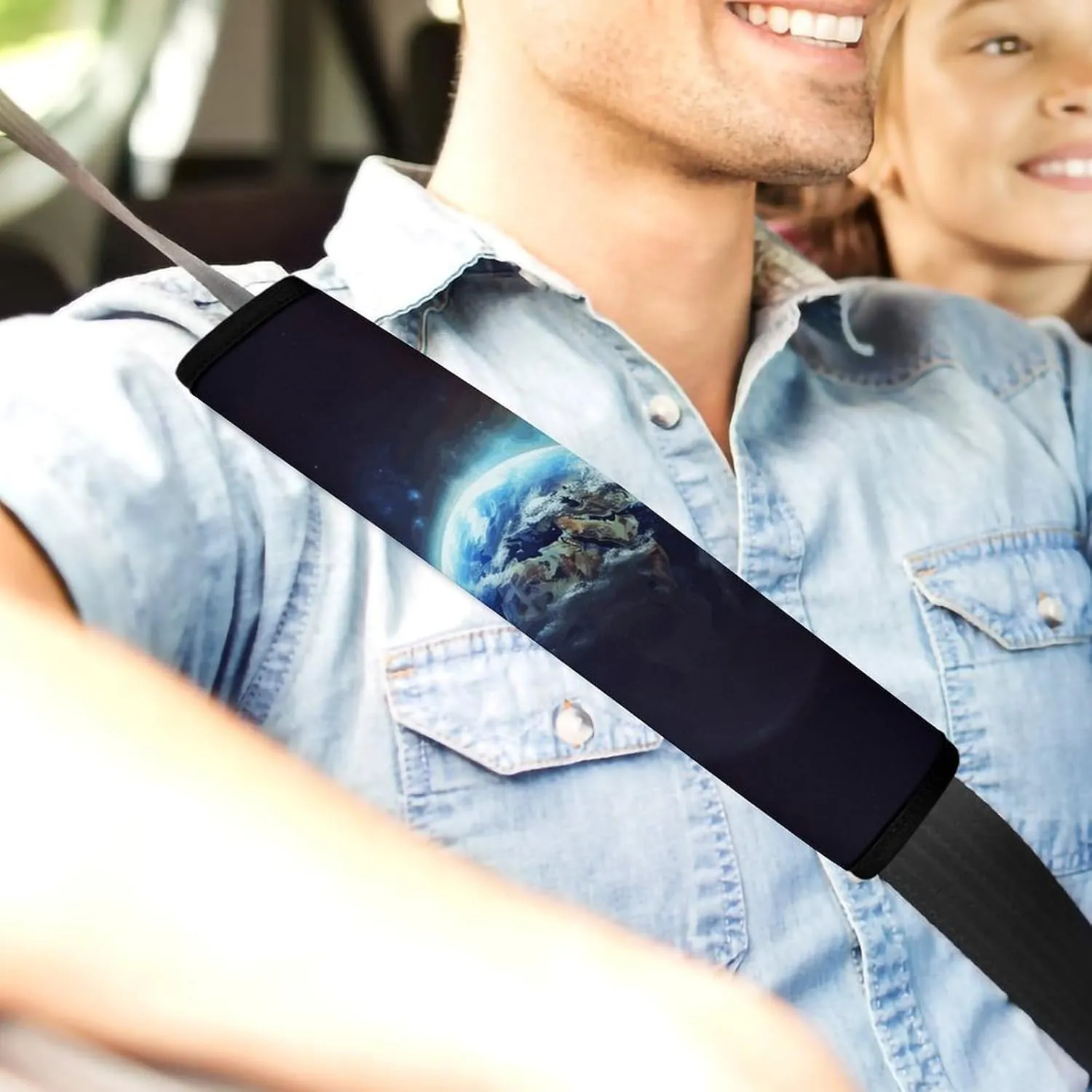 Space Planet Earth Auto Seat Belt Cover 2PCS Universal Car Seat Belt Shoulder Protector Pad, Protect Your Shoulders and Neck for Car Seat Belt, Shoulder Bag, Backpack